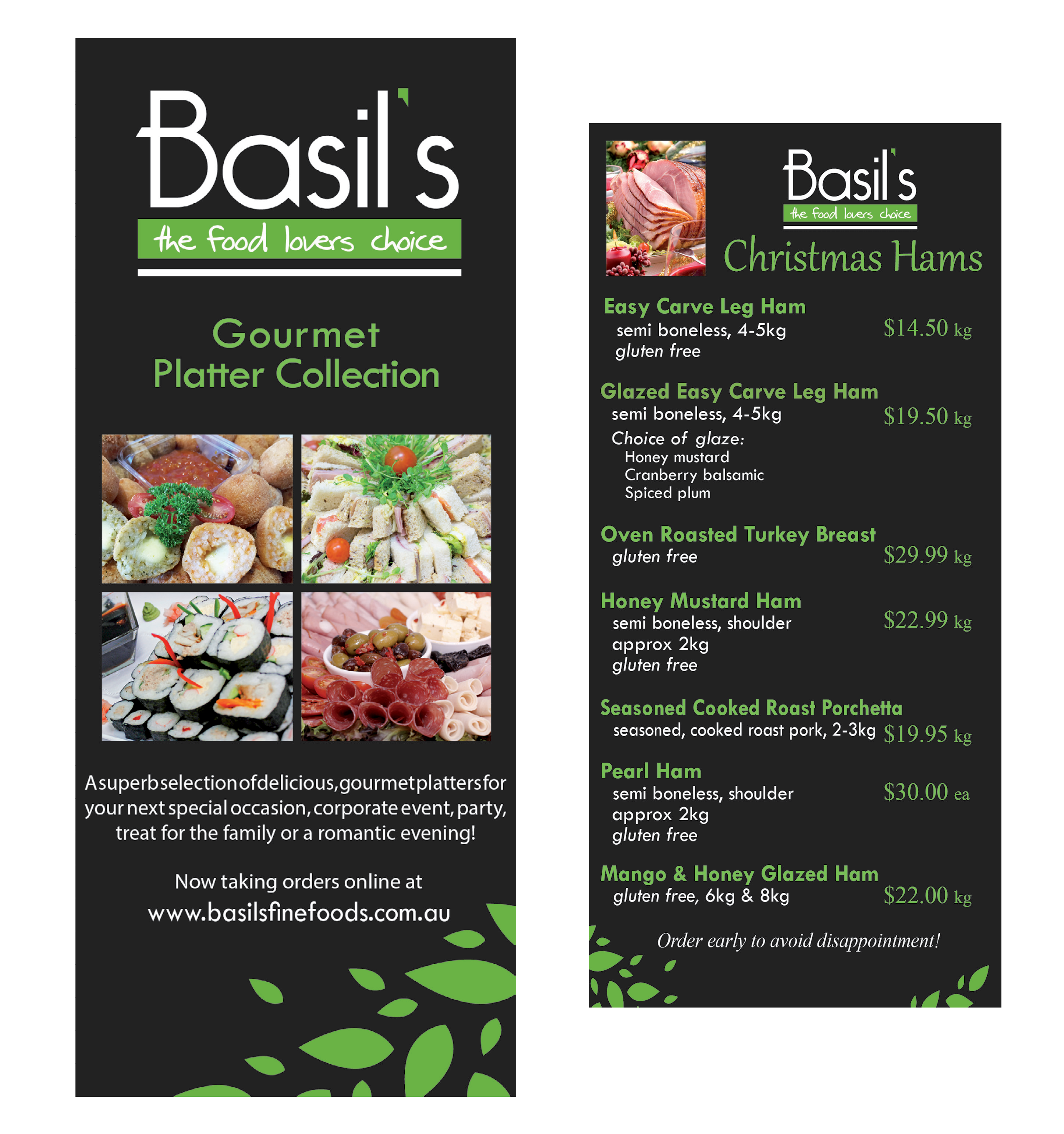Marketing Wing flyer design for Basil's Fine Foods