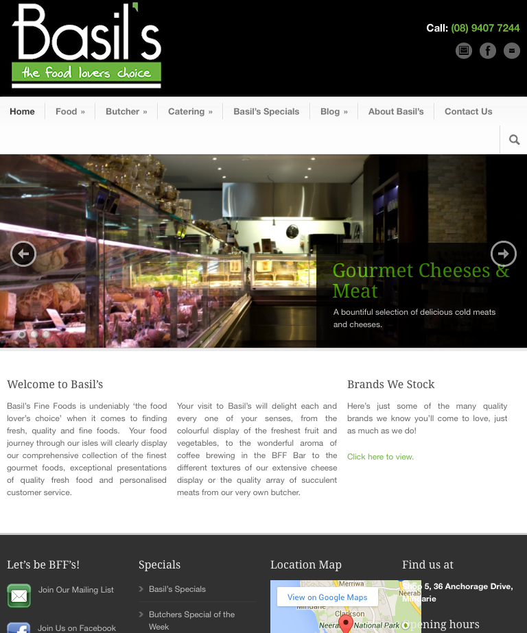 Marketing Wing website copywriting for Basil's Fine Foods